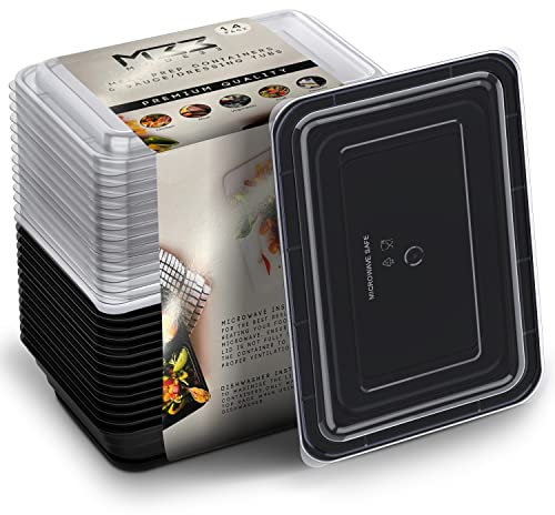 Essensbehälter, BPA-frei, mit Saucen-/Dressingbehältern, 1 Fach, 1 Fach, stapelbar, mikrowellengeeignet und spülmaschinenfest (1 Fach), 14 Stück