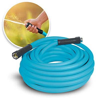 Aqua Joe Professioneller Hybrid-Polymer-Gartenschlauch mit Zwei Drehgriffen, 500 PSI Berstbewertung, 15,2 m