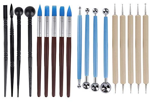 MengH-SHOP Strumenti per Sculture in Argilla Polimerica Multifunzione Strumenti di Ceramica Modellazione Scultura Utensili a Modellare DIY Mestiere Sculpting Tools con Borsa 18 Pezzi