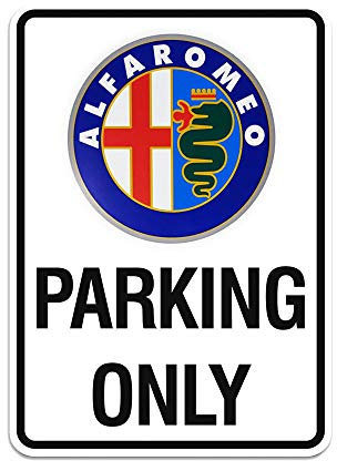 Alfa Romeo Parkplatzschild 28 x 40 cm, Kunststoff, retro, Wandmontage