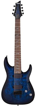 Schecter Omen Elite-7 See-Thru Blue Burst Electric Guitar