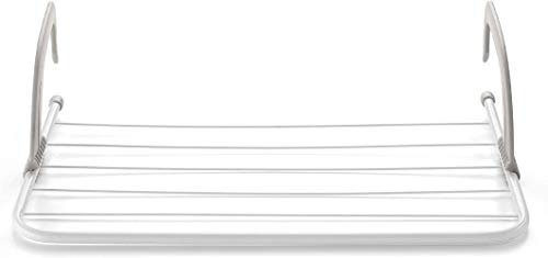 BPIL Radiator Airer 5 Bars | Adjustable Folding Clothes Drying Rack | Indoor & Outdoor | Lightweight, Sturdy Design | Fits Radiators, Baths & Doors | Grey-White, Space-Saving for Laundry & Towels