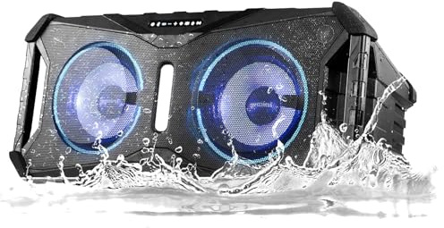 Gemini Sound Sosp-8 Soundsplash Impermeabile Bluetooth, Bluetooth Portable House Party Lightshow 420W Watts Porta Batteria Ricaricabile Powered Dual 8 Pollici Woofer Boombox Altoparlanti