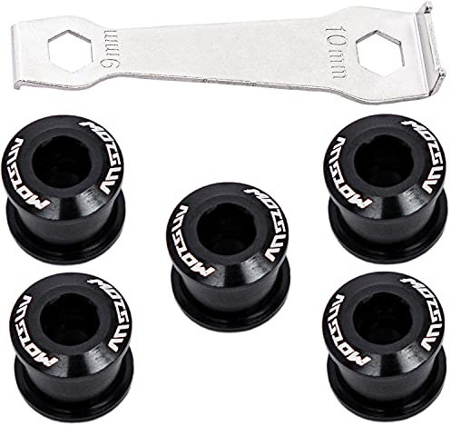 YBEKI 7075-T651 Kettenblattschrauben-Set in Flugzeugqualität, CNC-gefräst für Straße/MTB (Einzel- und Doppel-Kettenblatt), inklusive 4,9 mm und 6,4 mm Schrauben + wärmebehandeltem