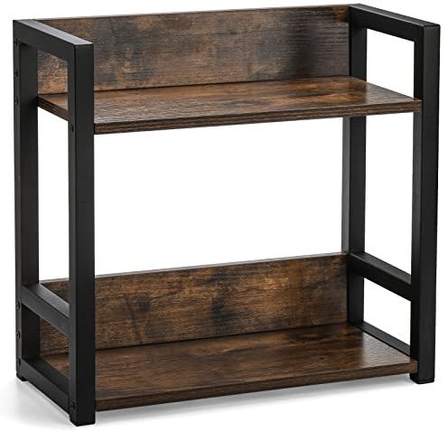 YOUEON Wooden Coffee Bar Organizer 40 x 18 x 38.5 cm, 2 Tier Kitchen Countertop Organizer for Coffee Bar Accessories, Wooden Shelf for Spice Jars, Condiment, Syrup Bottles, Kitchen, Office