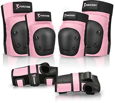 Forzueby Knieschoner, Ellbogenschützer und Handgelenkschützer für Erwachsene&Kinder Protektoren Set, 6 in 1 Schutzausrüstung zum Inliner Skaten, Skateboarden, Scooter Fahren, BMX usw.