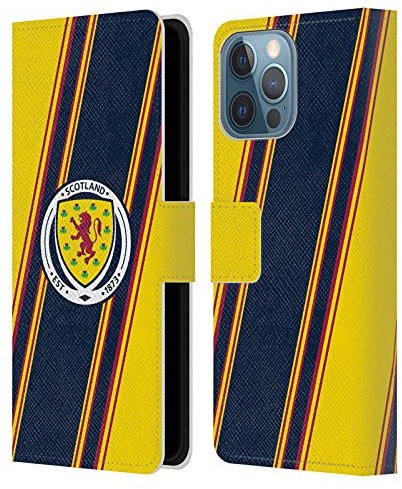 Head Case Designs Offizielle Scotland National Football Team Streifen Logo 2 Leder Brieftaschen Handyhülle Hülle Huelle kompatibel mit Apple iPhone 13 Pro Max