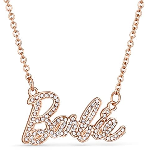 Barbie Crystal Script Logo Necklace (Rose Gold)