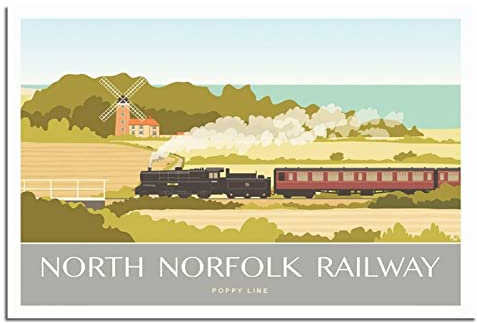 UEJD Vintage North Norfolk Eisenbahn Zug Reise Poster Dekorative Poster Modern Schlafzimmer Leinwand Kunst Poster Bild Malerei Poster Wanddekoration Kunst Geschenk