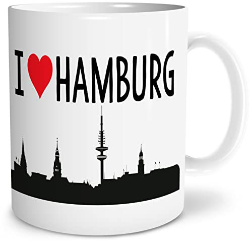 OWLBOOK® I love Hamburg Tasse mit Spruch Geschenke Geschenkideen als Erinnerung oder Mitbringsel von einer Reise für Männer und Frauen zum Geburtstag Keramik 300 ml