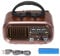 RXBT628 Haut-Parleur Radio Vintage Portable, FM AM SW 3 Bandes Lecteur Radio Carte Multifonctionnel avec Antenne Externe, pour Intérieur et Extérieur