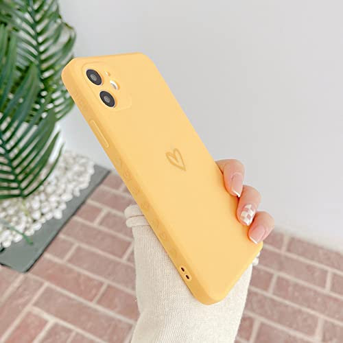 JWXNO Love Candy Color Phone Case for IPhone 11 Pro Max 12 Mini XS SE 2020 X XR 7 8 Plus Square Straight Edge Silicone Soft Cover,yellow,For iphone XR