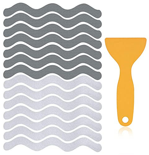 XIACIBDUS 48 Pcs Non Slip Strip Stickers, Anti Slip Shower Stickers, Tub Safety Self Adhesive Strip,Transparent Anti Skid Strip,Suitable for Bathtubs, Showers, Stairs, with Small Scraper