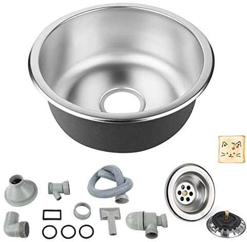 Évier de cuisine encastrable en acier inoxydable 1 cuve avec égouttoir réversible,Petit évier en acier inoxydable 304, Evier inox de cuisine ,1 bac, d'évier de camping,41*41*20cm💙