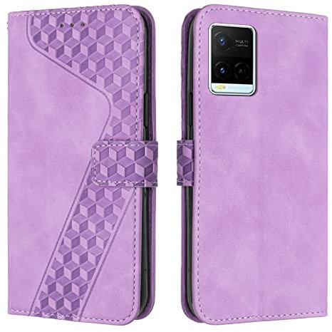 OKZone Coque pour Vivo Y21 2021/Y33S/Y21S, Etui Protection Housse Premium en Cuir PU Portefeuille Étui Téléphone [Fermoir Magnétique] [Fentes pour Cartes] Flip Case（Pourpre