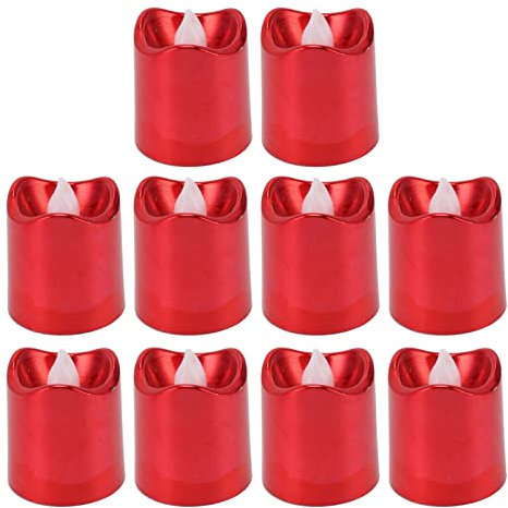 Bougies Chauffe-plat LED Rouge sans Flamme 12 Pièces Lumière Chaude Dorée pour le Mariage de Fête D'anniversaire de Fête de Noël