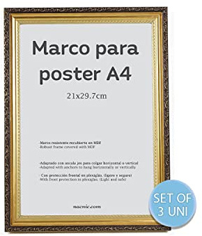 Nacnic Pack 3 marcos clip en cristal acrílico transparente sin bordes Protección y exhibición de fotografías grabados carteles y decoraciones para la sala de estar el dormitorio o la oficina 50x70cm