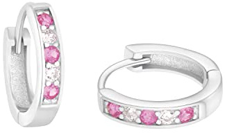 Amor Creolen 925 Sterling Silber Mädchen Kinder Ohrschmuck, mit Zirkonia synth., 1,2 cm, Silber, Kommt in Schmuck Geschenk Box,