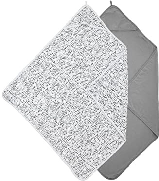 MEYCO Kapuzenbadehandtuch 2er Pack 80x80cm Jersey Babyhandtuch Cheetah Grey | 100 % Baumwolle - Oeko Tex zertifiziert - kuschelig weich - feuchtigkeitsabsorbierend & schnell trocknend