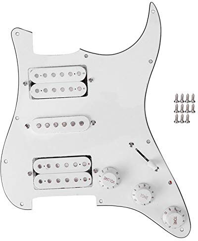 Pickguard Stratocaster Avec Micro HSH Chargé - Pickguard De Guitare Précâblé En Forme Pour un Son Et un Style Optimaux(blanche)