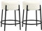 HOMCOM Lot de 2 tabourets de Bar avec Repose-Pieds Hauteur 62 cm - Acier et revêtement Effet Laine bouclée Design Industriel - Blanc et Noir