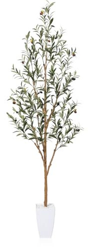 PISKOAN Künstlicher Olivenbaum, künstlicher Olivenbaum, hohe Seidenpflanze, großer Boden, Topfbaum mit Früchten, für Zuhause, Büro, Wohnzimmer, Innen- und Außenbereich, Moderne Dekoration