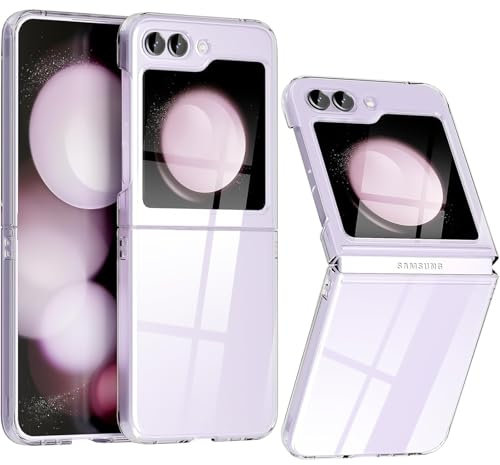 QiiStar Hülle für Samsung Galaxy Z Flip 5 Clear Case,Galaxy Z Flip5 5G Handyhülle Hart PC [Anti-Vergilbung] Stoßfest Kratzfest Schutz Ultradünne Schutzhülle für Galaxy Flip Z5 5G,Transparent