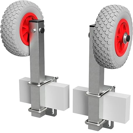1 Paar Sliprollen mit Stütze Sliphilfe Bootstrailer PU-Reifen RKSID-200-PU, Ø 200 mm