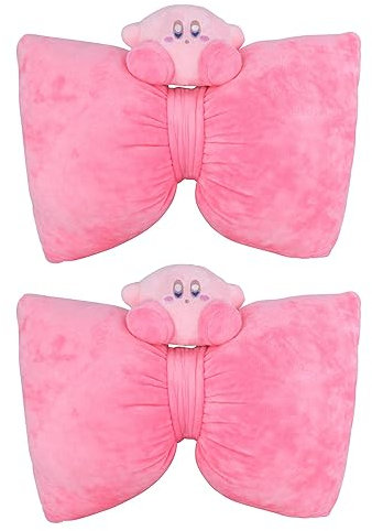 Roffatide Anime Kirby Auto Nackenkissen 2 Stück Kirby Plüsch Auto Kopf Nackenstütze Kissen für Stühle, Liegestühle, Fahrersitze