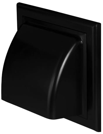 AirTech-UK Cowl Gravity Flap Wall | Non-Return Valve Cowl Duct Cover Air Vent Black-100mm