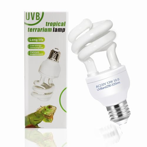 Caldarax UVB Lampe Terrarium 10.0 13 Watt, E27 UVA UVB Schildkröte Lampe AC 220V Kompakte UVB Reptilien Lampe für Schildkröten, Echsen, Chamäleons, Schlangen