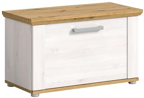 xonox.home Garderobe Verona Sitzbank Bank Garderobenbank Flurbank Truhe in Sibiu Lärche Nb. Absetzung Artisan Eiche Nb., ca.80x47x39cm