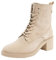 Tommy Hilfiger Donna Stivali Suede Mid Heel Laceup con Tacco, Beige (Beige), 38