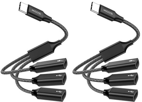 USB-C Male to 3 Female Splitter Y Cable, 3-Port USB-C Hub Charger for Mac, Xbox One, PS4, PS5, Laptop (Not for Monitor)