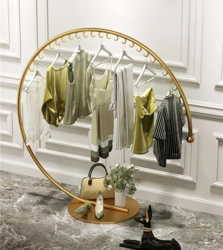 EsEntL Porte-vêtements Rond, Porte-vêtements, Porte-Manteau de Magasin de vêtements de Mode, Porte-vêtements, Or/Blanc/Noir