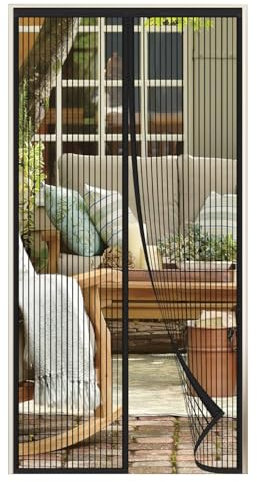 akgao Zanzariera Magnetica, 200x250cm Fibra di Poliestere Tenda Zanzariera Porta Finestra Autosigillante Zanzariere con Forte Magneti per Animali Domestici Bambini per Balcone Cantina-Nero
