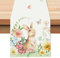 Bonhause Tischläufer Frühling Hase Blumen Tischläufer Ostern Kaninchen Pflanze Küche Esstisch Dekoration für Drinnen Draußen Urlaub Party Waschbar Wohnkultur Tafeltuch (33 x 183 cm)