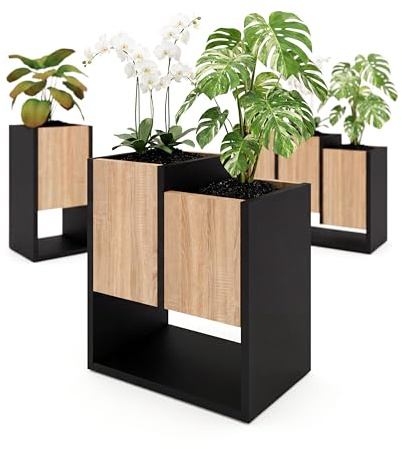 CraftPAK Blumenständer für Innen | Pflanzenständer aus hochwertigem Holzwerkstoff H50 x L44 x B22,6 cm | Blumenkasten / Blumenständer ohne Einsatz | Pflanzenkasten / Pflanzkübel - Beige