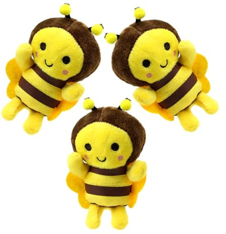 Abaodam 3St Kleiner bienenanhänger Plüschtiere mit gelben Bienen ausgestopfte Hummel Schlüsselanhänger Animal Toys Dekorationen während Plüsch-Geldbörsen-Hängeornamente Plüsch-Anhänger