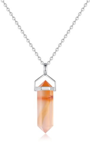 COAI Kristall Anhänger Halskette aus Roter Karneol mit 925 Silberkette für Damen Frauen