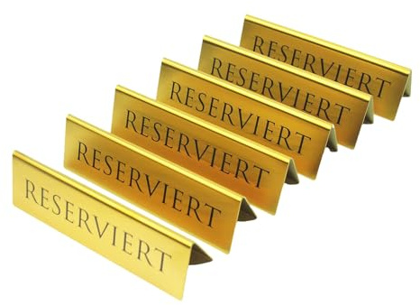 Lot de 6 panneaux métalliques dorés pour restaurants, mariages, cérémonies et événements, tente double face, 15,2 x 4,4 cm