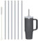 6Pcs Replacement Straight Straw for Stanley Cup 40oz, Long Metal Straw for Stanley Adventure Quencher Travel Tumbler, with Cleaning Brush for Fruit Drink, Milkshake, Cold Drinks