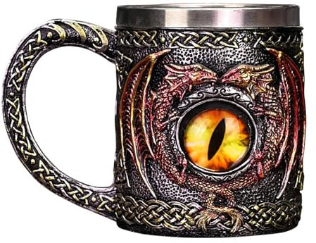 Drachen-Bierkrug – Drachenauge-Bierkrug, Personalisierter Drachen-Becher | 450 Ml Dragon's Eye Trinkkrug-Kaffeetasse | Keltische Männerbecher | Dungeons Biertrinkbecher Für Männer | Bierkrug Aus Edels