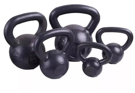 Kettlebell Weight Set - Vinyl & Cast Iron Kettlebells - 4kg to 20kg - Gym Fitness Workout Equipment for Strength Training (Cast Iron, 12 KG)
