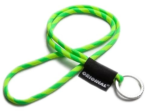 OLLIE TRICK LANYARD Schlüsselanhänger Umhängeband Tube Long Original mit Metallring für Hausschlüssel und Gadget - Lanyard Dicke 8 mm bunt robust und selbstklebend, Grün Gelb, One size