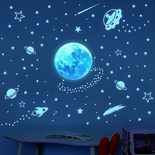MeoZynxadril Leuchtsterne Kinderzimmer, Fluoreszierend Wandaufkleber, Planeten Wandsticker Leuchtaufkleber, Leuchtsterne Selbstklebend, für Kinderzimmer Schlafzimmer Dekorative Aufkleber