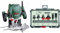 Bosch Home and Garden Router POF 1200 AE (1200 W, in Carton Packaging) + 6 pcs. Trim & Edging Router Bit Set (for Wood, Ø 6 mm Shank, Accessory Router)