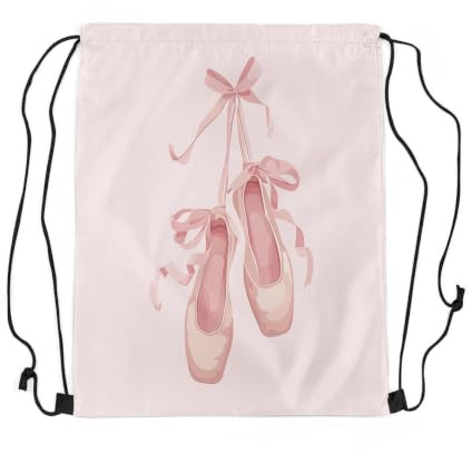 Loussiesd Ballett Gymsack Sack für Yoga Gym Schwimmstrand Cute Kleine Tänzer Rucksack mit Kordelzug RaumYoga Gym Beutel Schule Tüteation Rosa Kawaii Sportbeutel Sporttasche Zuziehbeutel