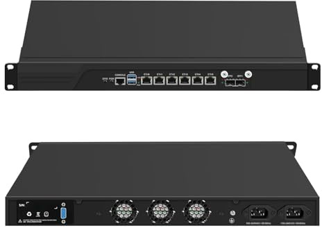 PeeliCeeli 19 Zoll Firewall Appliance Celeron J6413, 6 x i226V 2.5G LAN 1U Router PC with 2 x SFP Gigabit, 19” Rack Mount Network Security Hardware with VGA, Barebone (No RAM/SSD)