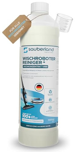 sauberland® 1L Bodenreiniger Wischroboter Reinigungsmittel für Saugwischer (1:100) – Frischer Duft & Schaumarmer Reiniger für alle Böden & Saugroboter – Floor Cleaner Nasssauger – Made in DE